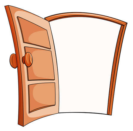 35863062 une porte ouverte sur un fond blanc